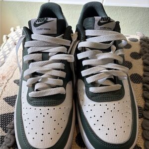 Nike Court Vision Low Sneakers - White and Dark Green